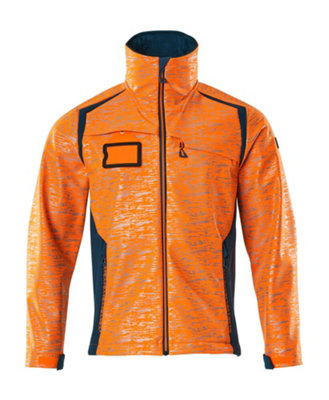 Mascot Accelerate Safe Softshell Jacket with Reflectors (Hi-Vis Orange/Dark Petroleum)  (XXXX Large)