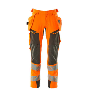 Mascot Accelerate Safe Trousers with Holster Pockets - Hi-Vis Orange/Dark Anthracite   (44.5) (Leg Length - Long)