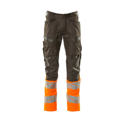 Mascot Accelerate Safe Trousers with Kneepad Pockets - Dark Anthracite/Hi-Vis Orange   (30.5) (Leg Length - Long)