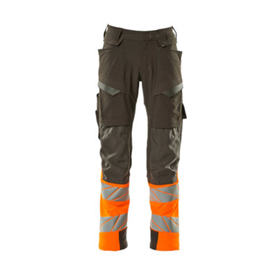Mascot Accelerate Safe Trousers with Kneepad Pockets - Dark Anthracite/Hi-Vis Orange   (32.5) (Leg Length - Short)
