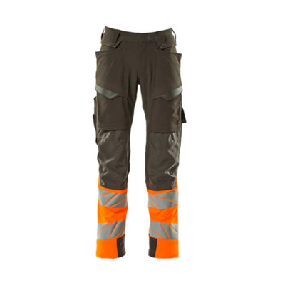 Mascot Accelerate Safe Trousers with Kneepad Pockets - Dark Anthracite/Hi-Vis Orange   (35.5) (Leg Length - Short)