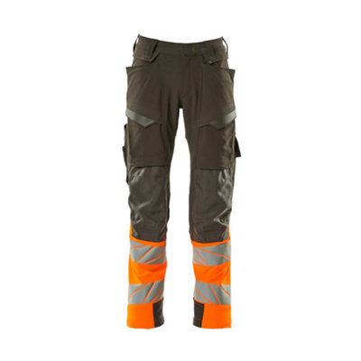 Mascot Accelerate Safe Trousers with Kneepad Pockets - Dark Anthracite/Hi-Vis Orange (40.5) (Leg Length - Long)