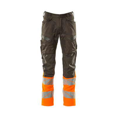 Mascot Accelerate Safe Trousers with Kneepad Pockets - Dark Anthracite/Hi-Vis Orange   (40.5) (Leg Length - Long)