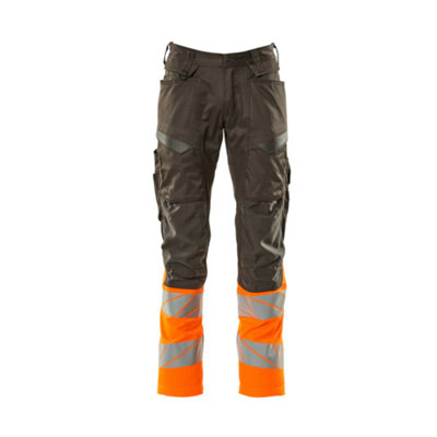 Mascot Accelerate Safe Trousers with Kneepad Pockets - Dark Anthracite/Hi-Vis Orange   (40.5) (Leg Length - Regular)