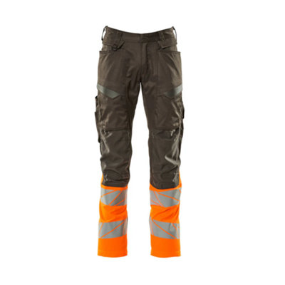 Mascot Accelerate Safe Trousers with Kneepad Pockets - Dark Anthracite/Hi-Vis Orange   (42.5) (Leg Length - Long)