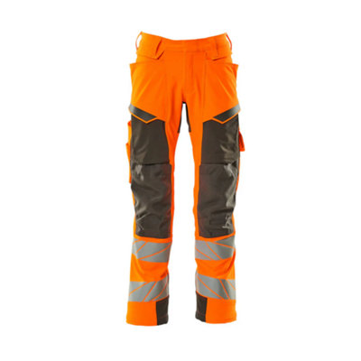 Mascot Accelerate Safe Trousers with Kneepad Pockets - Hi-Vis Orange/Dark Anthracite   (29.5) (Leg Length - Regular)