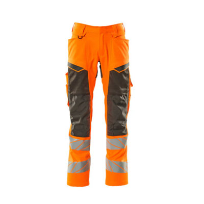 Mascot Accelerate Safe Trousers with Kneepad Pockets - Hi-Vis Orange/Dark Anthracite   (29.5) (Leg Length - Regular)
