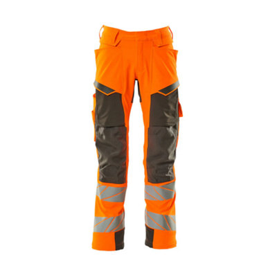 Mascot Accelerate Safe Trousers with Kneepad Pockets - Hi-Vis Orange/Dark Anthracite   (30.5) (Leg Length - Regular)