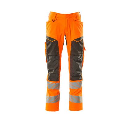 Mascot Accelerate Safe Trousers with Kneepad Pockets - Hi-Vis Orange/Dark Anthracite   (30.5) (Leg Length - Short)
