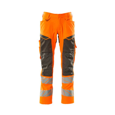 Mascot Accelerate Safe Trousers with Kneepad Pockets - Hi-Vis Orange/Dark Anthracite   (31.5) (Leg Length - Long)