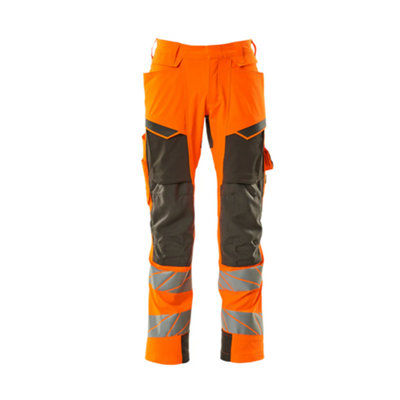 Mascot Accelerate Safe Trousers with Kneepad Pockets - Hi-Vis Orange/Dark Anthracite   (31.5) (Leg Length - Long)
