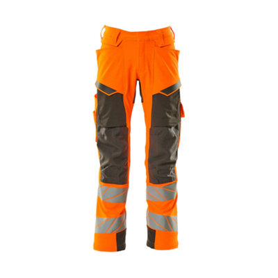 Mascot Accelerate Safe Trousers with Kneepad Pockets - Hi-Vis Orange/Dark Anthracite   (31.5) (Leg Length - Regular)