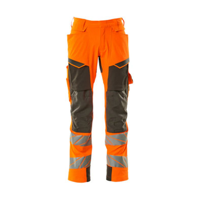 Mascot Accelerate Safe Trousers with Kneepad Pockets - Hi-Vis Orange/Dark Anthracite   (31.5) (Leg Length - Short)