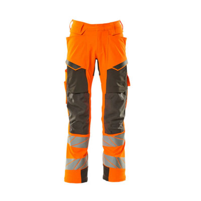 Mascot Accelerate Safe Trousers with Kneepad Pockets - Hi-Vis Orange/Dark Anthracite  (33.5) (Leg Length - Long)
