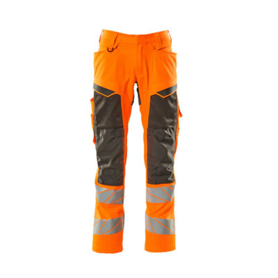 Mascot Accelerate Safe Trousers with Kneepad Pockets - Hi-Vis Orange/Dark Anthracite   (33.5) (Leg Length - Regular)