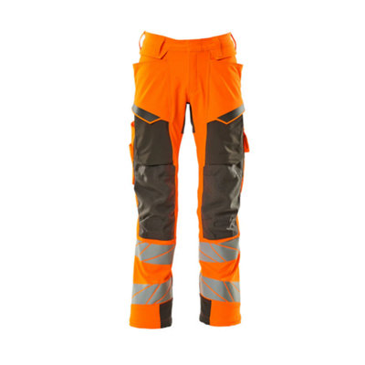 Mascot Accelerate Safe Trousers with Kneepad Pockets - Hi-Vis Orange/Dark Anthracite   (35.5) (Leg Length - Regular)