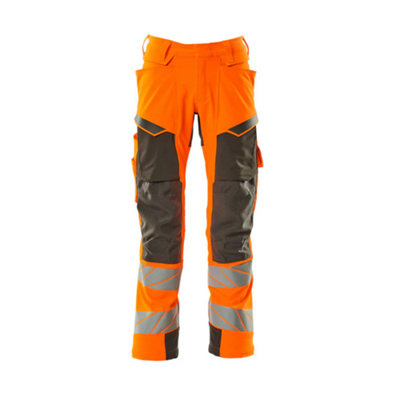 Mascot Accelerate Safe Trousers with Kneepad Pockets - Hi-Vis Orange/Dark Anthracite   (36.5) (Leg Length - Short)
