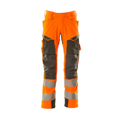 Mascot Accelerate Safe Trousers with Kneepad Pockets - Hi-Vis Orange/Dark Anthracite  (42.5) (Leg Length - Long)