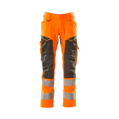 Mascot Accelerate Safe Trousers with Kneepad Pockets - Hi-Vis Orange/Dark Anthracite   (44.5) (Leg Length - Regular)