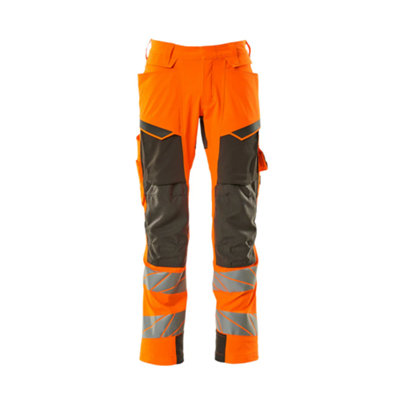 Mascot Accelerate Safe Trousers with Kneepad Pockets - Hi-Vis Orange/Dark Anthracite   (44.5) (Leg Length - Regular)
