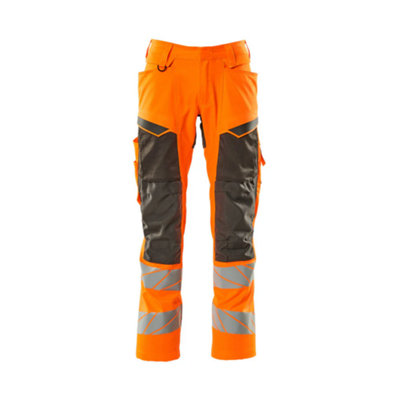 Mascot Accelerate Safe Trousers with Kneepad Pockets - Hi-Vis Orange/Dark Anthracite   (46.5) (Leg Length - Long)