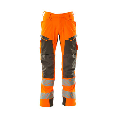 Mascot Accelerate Safe Trousers with Kneepad Pockets - Hi-Vis Orange/Dark Anthracite   (46.5) (Leg Length - Regular)