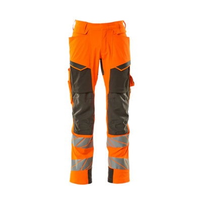 Mascot Accelerate Safe Trousers with Kneepad Pockets - Hi-Vis Orange/Dark Anthracite   (46.5) (Leg Length - Regular)