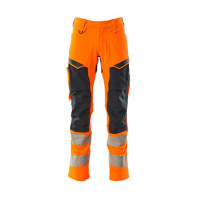 Mascot Accelerate Safe Trousers with Kneepad Pockets - Hi-Vis Orange/Dark Navy   (29.5) (Leg Length - Regular)