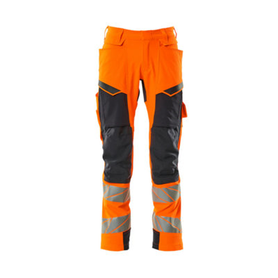 Mascot Accelerate Safe Trousers with Kneepad Pockets - Hi-Vis Orange/Dark Navy  (31.5) (Leg Length - Regular)
