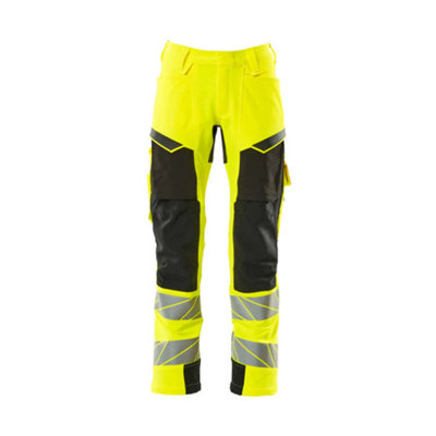 Mascot Accelerate Safe Trousers with Kneepad Pockets - Hi-Vis Yellow/Black   (46.5) (Leg Length - Regular)