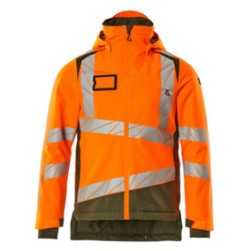 Mascot Accelerate Safe Winter Jacket with CLIMascot (Hi-Vis Orange/Moss Green)  (Large)