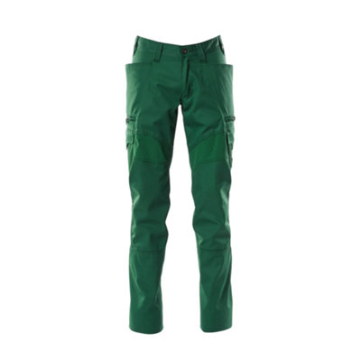 Mascot Accelerate Thigh Pocket Trousers with Stretch Zones - Green   (28) (Leg Length - Regular)