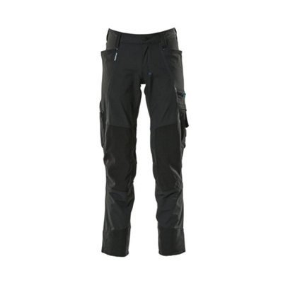 Mascot Advanced Stretch Trousers with Kneepad Pockets - Black   (28) (Leg Length - Regular)