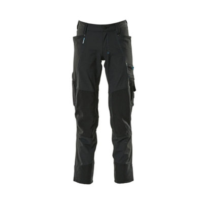Mascot Advanced Stretch Trousers with Kneepad Pockets - Black   (28) (Leg Length - Short)