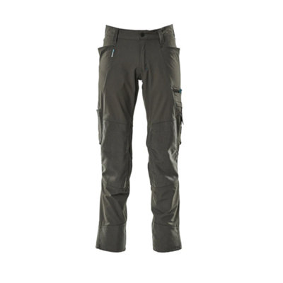 Mascot Advanced Stretch Trousers with Kneepad Pockets - Dark Anthracite   (28) (Leg Length - Short)