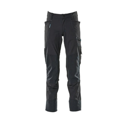Mascot Advanced Stretch Trousers with Kneepad Pockets - Dark Navy Blue   (28) (Leg Length - Regular)