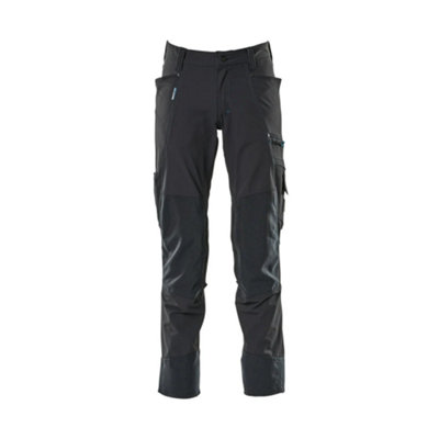 Mascot Advanced Stretch Trousers with Kneepad Pockets - Dark Navy Blue   (28) (Leg Length - Short)