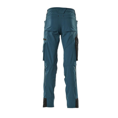 Mascot Advanced Stretch Trousers with Kneepad Pockets - Dark Petroleum   (28) (Leg Length - Regular)