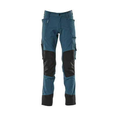 Mascot Advanced Stretch Trousers with Kneepad Pockets - Dark Petroleum   (42.5) (Leg Length - Long)