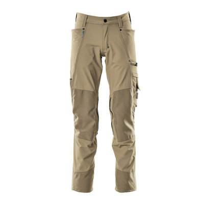 Mascot Advanced Stretch Trousers with Kneepad Pockets - Light Khaki   (27) (Leg Length - Regular)