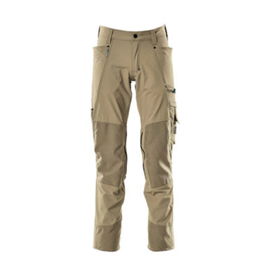 Mascot Advanced Stretch Trousers with Kneepad Pockets - Light Khaki   (28.5) (Leg Length - Regular)