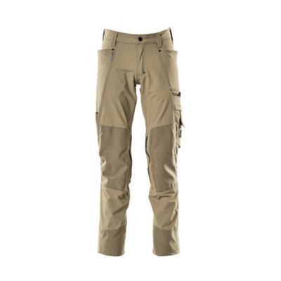 Mascot Advanced Stretch Trousers with Kneepad Pockets - Light Khaki   (29.5) (Leg Length - Short)