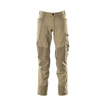 Mascot Advanced Stretch Trousers with Kneepad Pockets - Light Khaki   (30.5) (Leg Length - Regular)