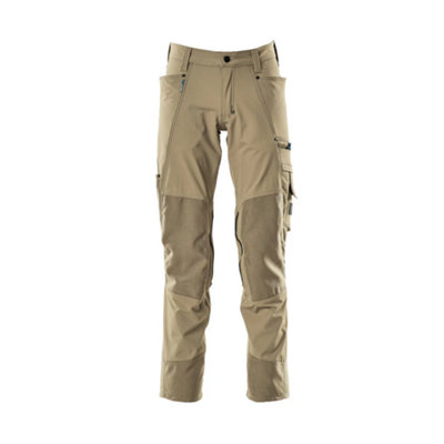 Mascot Advanced Stretch Trousers with Kneepad Pockets - Light Khaki   (31.5) (Leg Length - Regular)