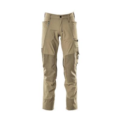Mascot Advanced Stretch Trousers with Kneepad Pockets - Light Khaki   (31.5) (Leg Length - Short)