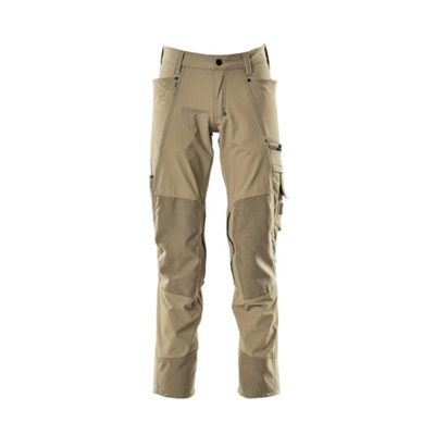 Mascot Advanced Stretch Trousers with Kneepad Pockets - Light Khaki   (32.5) (Leg Length - Regular)