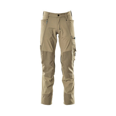 Mascot Advanced Stretch Trousers with Kneepad Pockets - Light Khaki   (34.5) (Leg Length - Short)
