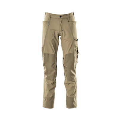 Mascot Advanced Stretch Trousers with Kneepad Pockets - Light Khaki   (35.5) (Leg Length - Regular)