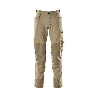 Mascot Advanced Stretch Trousers with Kneepad Pockets - Light Khaki   (38.5) (Leg Length - Regular)