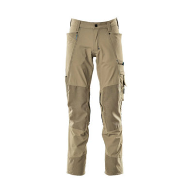 Mascot Advanced Stretch Trousers with Kneepad Pockets - Light Khaki   (40.5) (Leg Length - Regular)